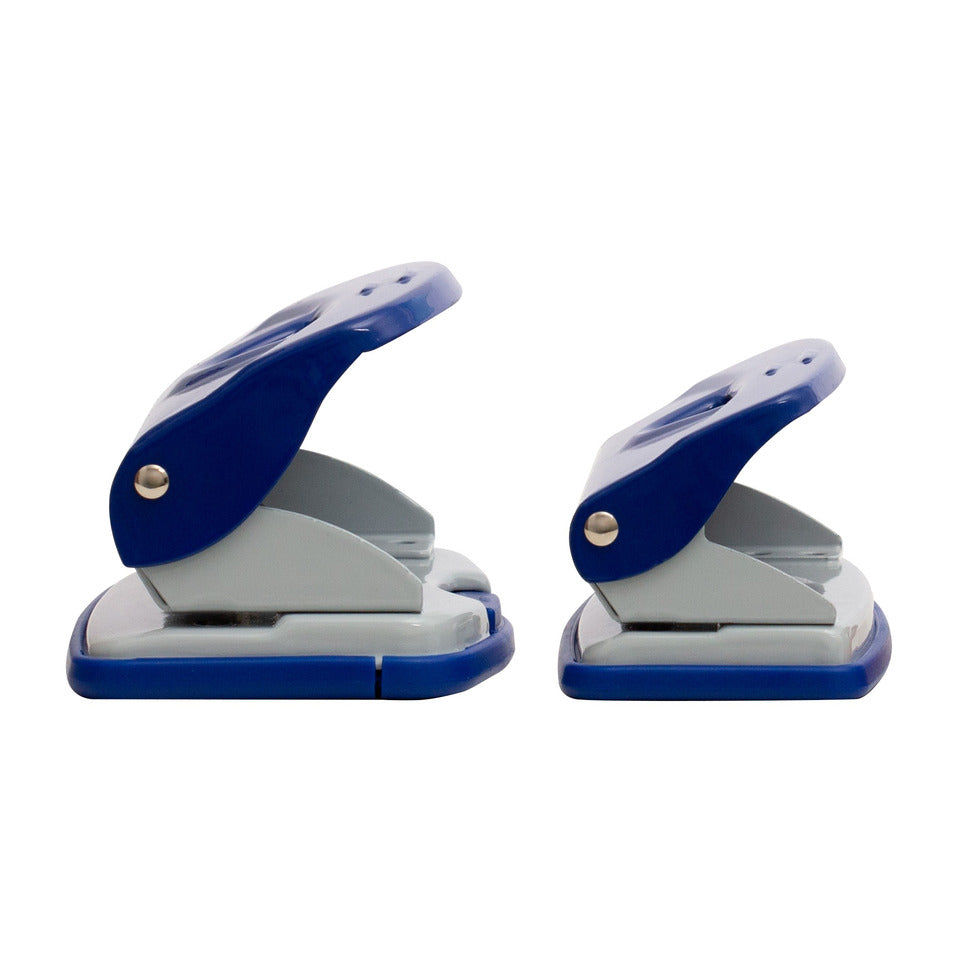 Locher, 10 Blatt, Anschlagschiene, Metall, blau/grau Q-CONNECT KF14215