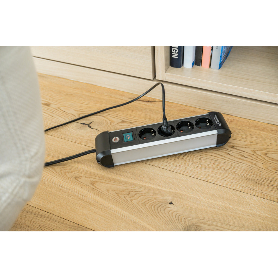 Steckdosenleiste Premium ALU-Line+Schalter, 4-fach, schwarz BRENNENSTUHL 1391030400 BRENNENSTUHL 1391030400 Premium Alu