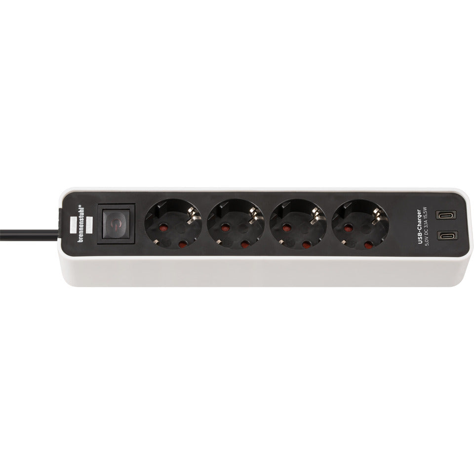 Steckdosenleiste Ecolor+Schalter, 4-fach USB-C, weiß/schwarz BRENNENSTUHL 1153240126 BRENNENSTUHL 1153240126 Ecolor 1,5m