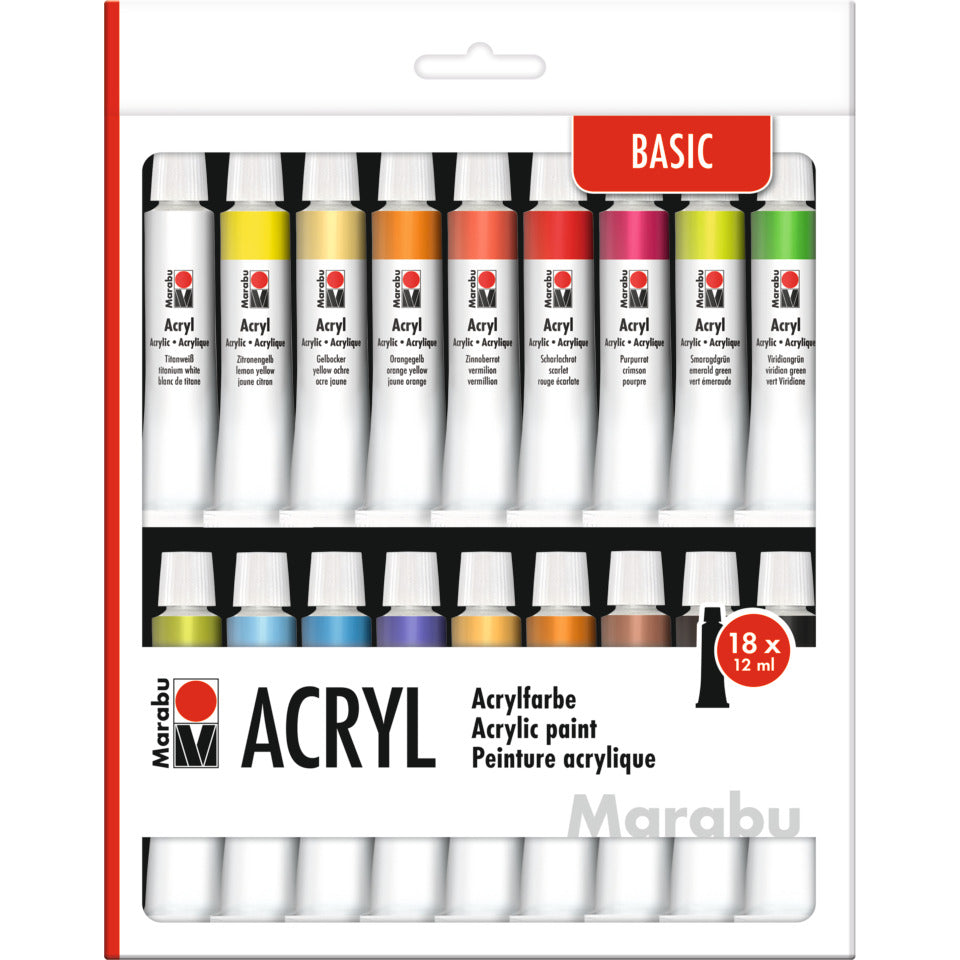Acrylfarbe basic Set, 12ml, 18-teilig MARABU 12100 000 00202 MARABU 12100 000 00202 12ml