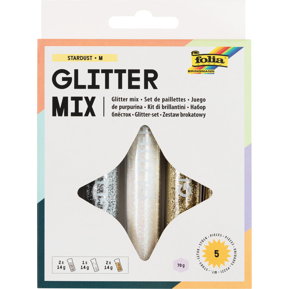 Glitterset, 5x14g, 5 Stück, sortiert FOLIA 57801 57801 5x14g