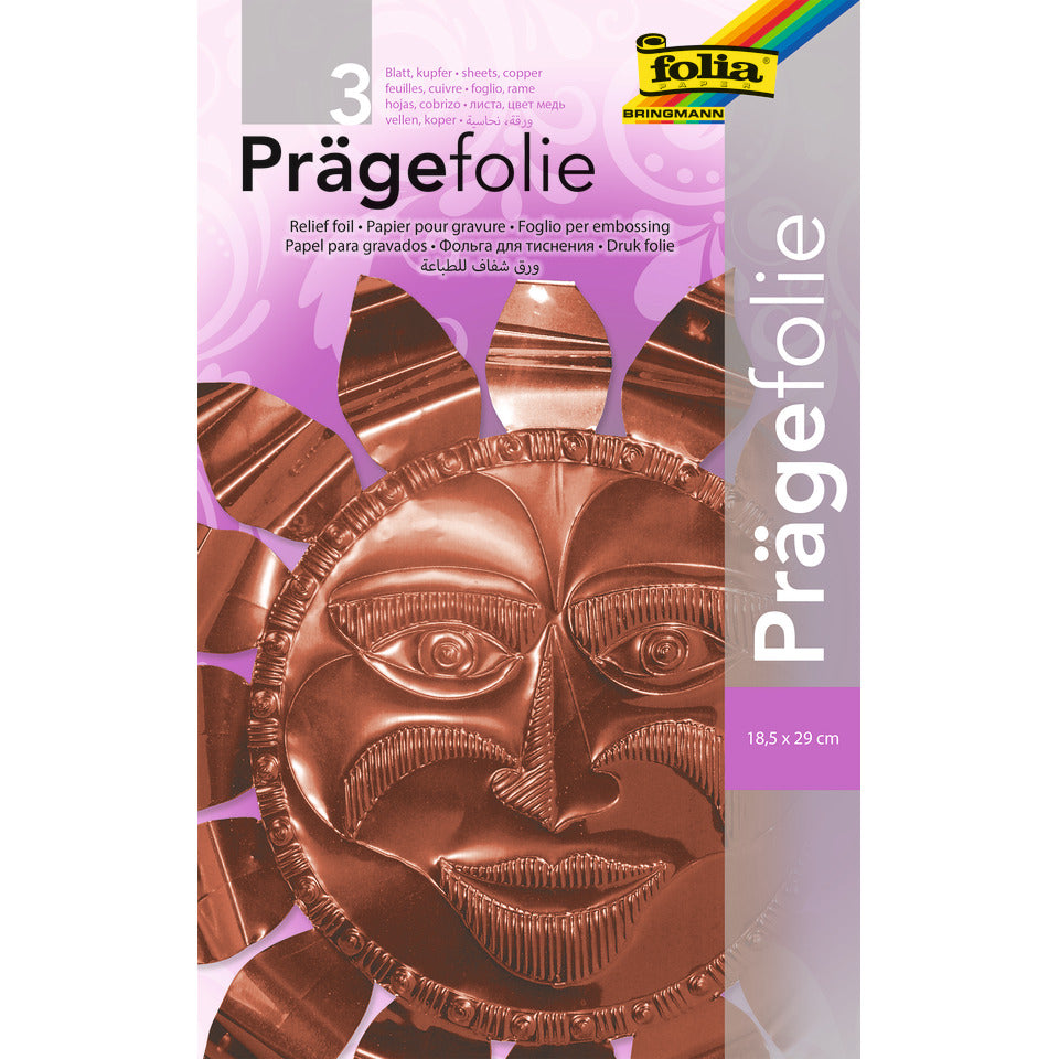 Prägefolie, 19x30cm, 3 Stück, kupfer FOLIA 520 FOLIA 520 19x30cm  3BL