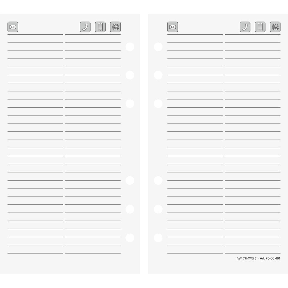 Ersatzeinlage Adressen/Notizen - Timing 2, 9,5 x 17 cm, 24 Blatt, liniert RIDO 7066461 RIDO 7066461 24 BL 9,5x17cm