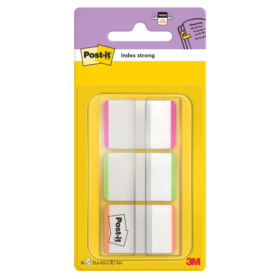Haftstreifen Index Strong, 25,4x38mm, 3x22 Blatt, sortiert POST-IT 686L-PGO POST-IT 686L-PGOEU 3x22Streife