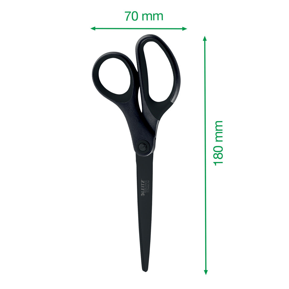 Qualitätsschere, Edelstahl, titanbeschichtet, Anti-Haft, 180mm, Blister, schwarz LEITZ 5419-60-95