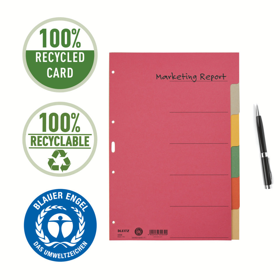 Kartonregister Blanko, A4, Karton, 6 Blatt, farbig LEITZ 4358-00-00 LEITZ 43580000 Karton fbg.Tabs