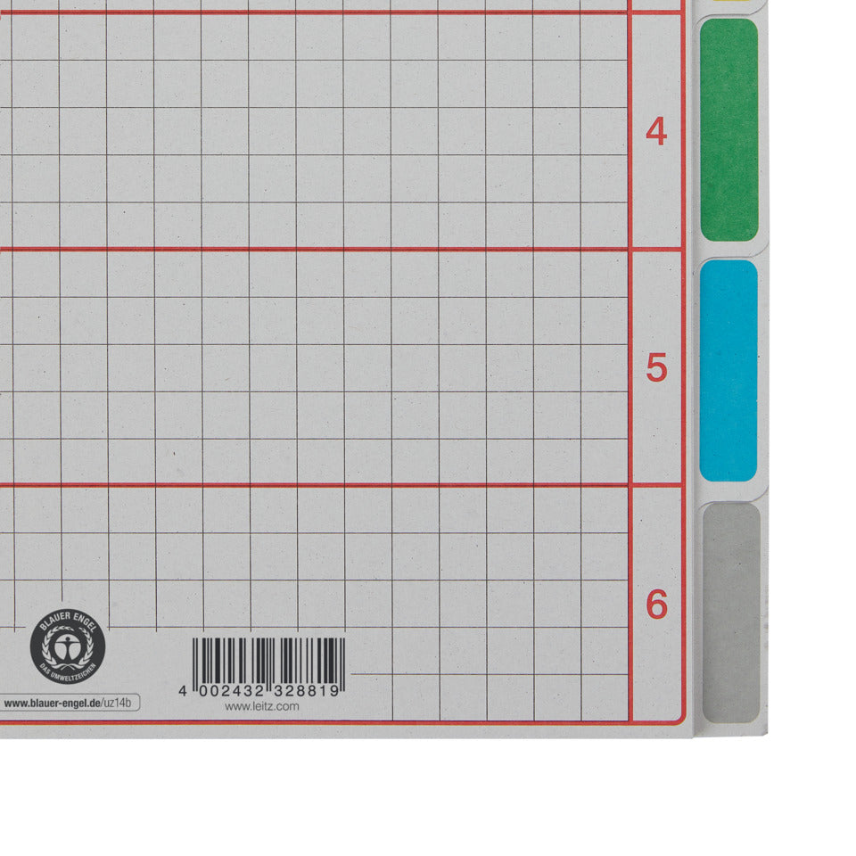 Kartonregister Blanko, A4, Karton, 6 Blatt, grau LEITZ 4350-00-85 LEITZ 43500085 Karton fbg.Tabs