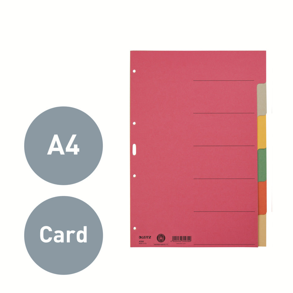 Kartonregister Blanko, A4, Karton, 6 Blatt, farbig LEITZ 4358-00-00 LEITZ 43580000 Karton fbg.Tabs