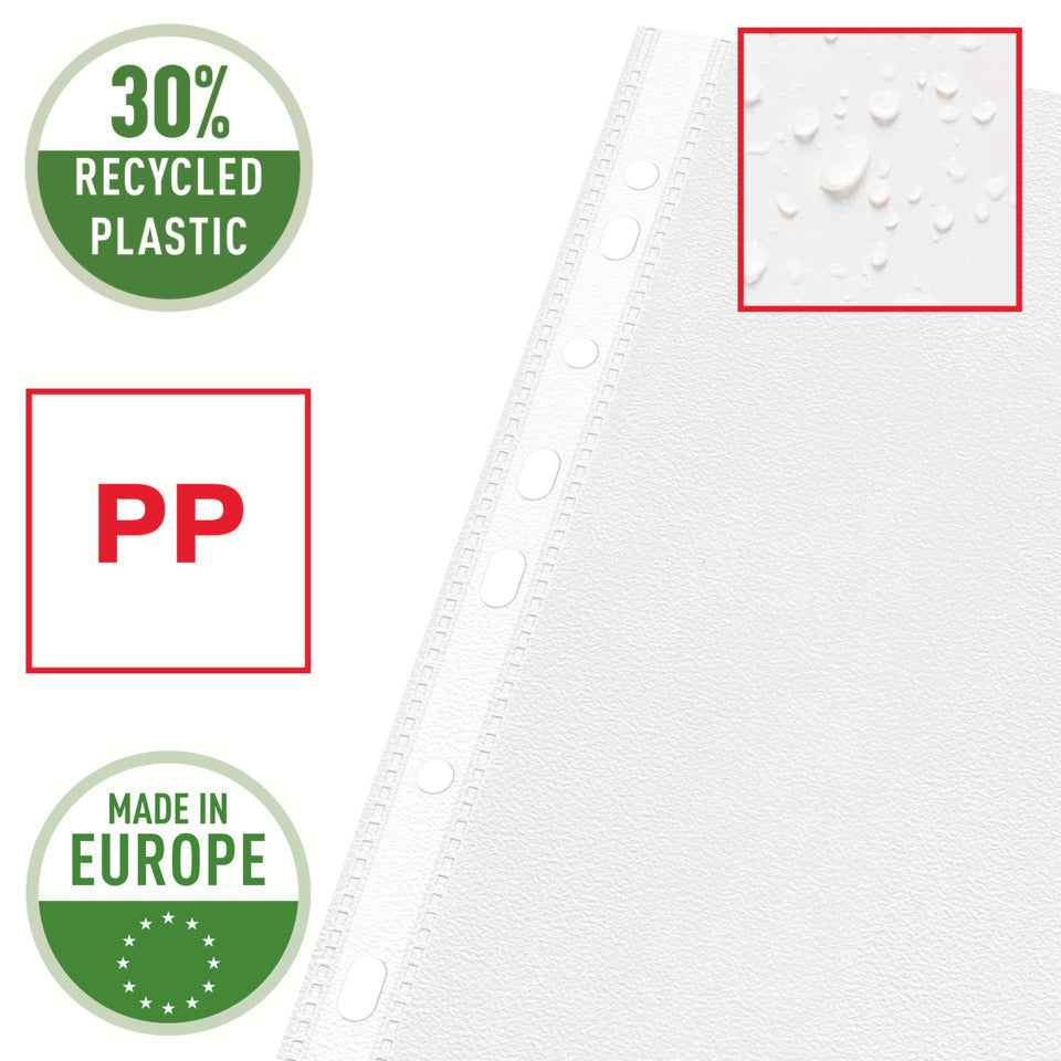 Prospekthülle Standard Plus, A4, PP, genarbt, dokumentenecht, 100 Stück, farblos ESSELTE 55213 ESSELTE 55213 85mym