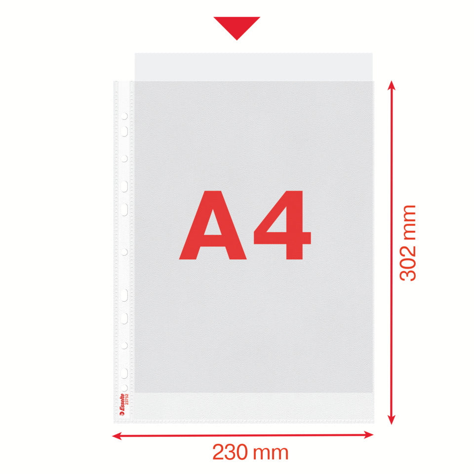 Prospekthülle Standard, A4, PP, genarbt, dokumentenecht, 100 Stück, farblos ESSELTE 23752 ESSELTE 23752 100ST 0,07mm