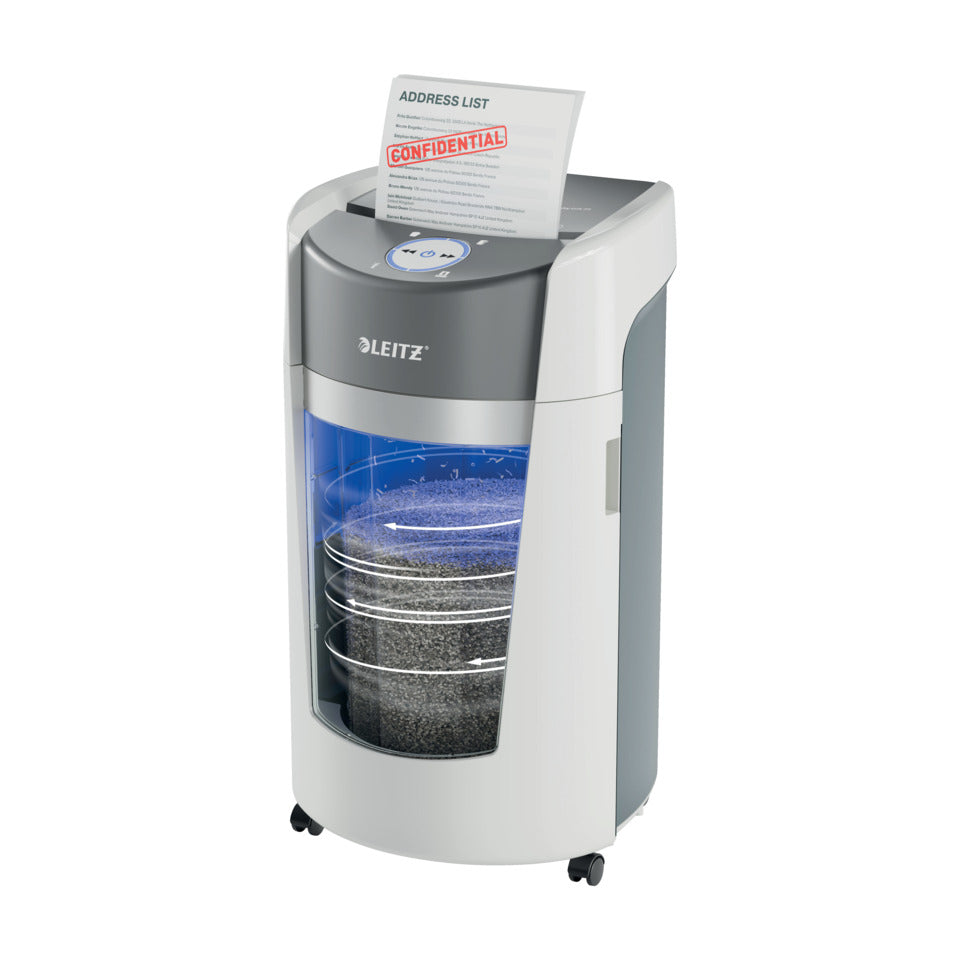 Aktenvernichter IQ OptiMax Office P5, weiß LEITZ 8360-00-00 LEITZ 8360-00-00 Mikro-Partikel