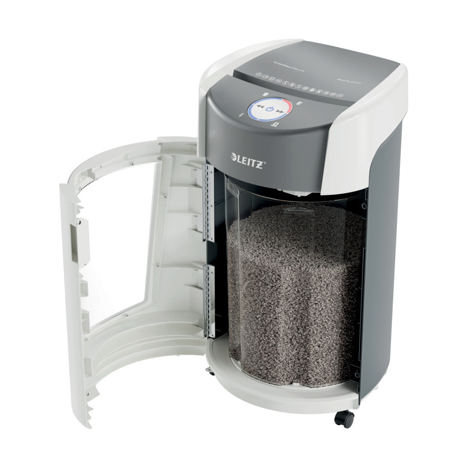 Aktenvernichter IQ OptiMax Office P5, weiß LEITZ 8360-00-00 LEITZ 8360-00-00 Mikro-Partikel