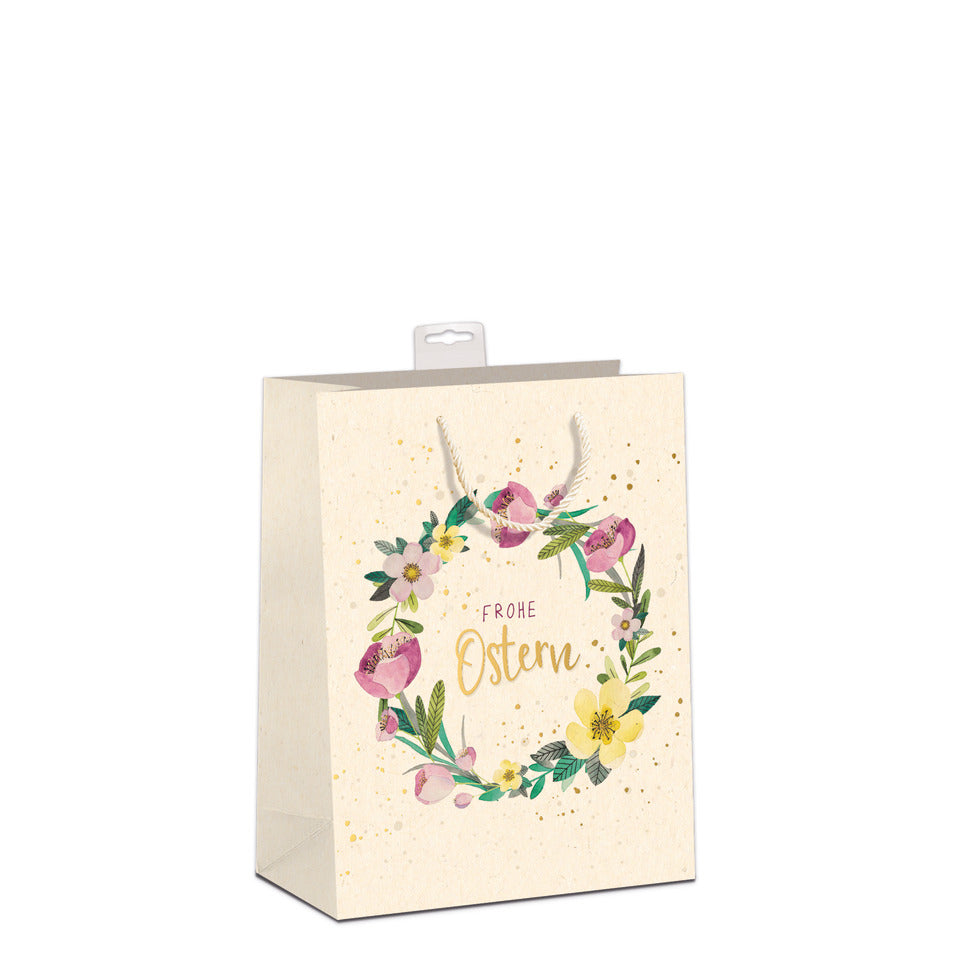 Ostertragetasche Blumenkranz, 23 x 18 x 10 cm, Zuckerrohrpapier SKORPION 7513-2401-M SKORPION 7513-2401-M 23x18x10cm