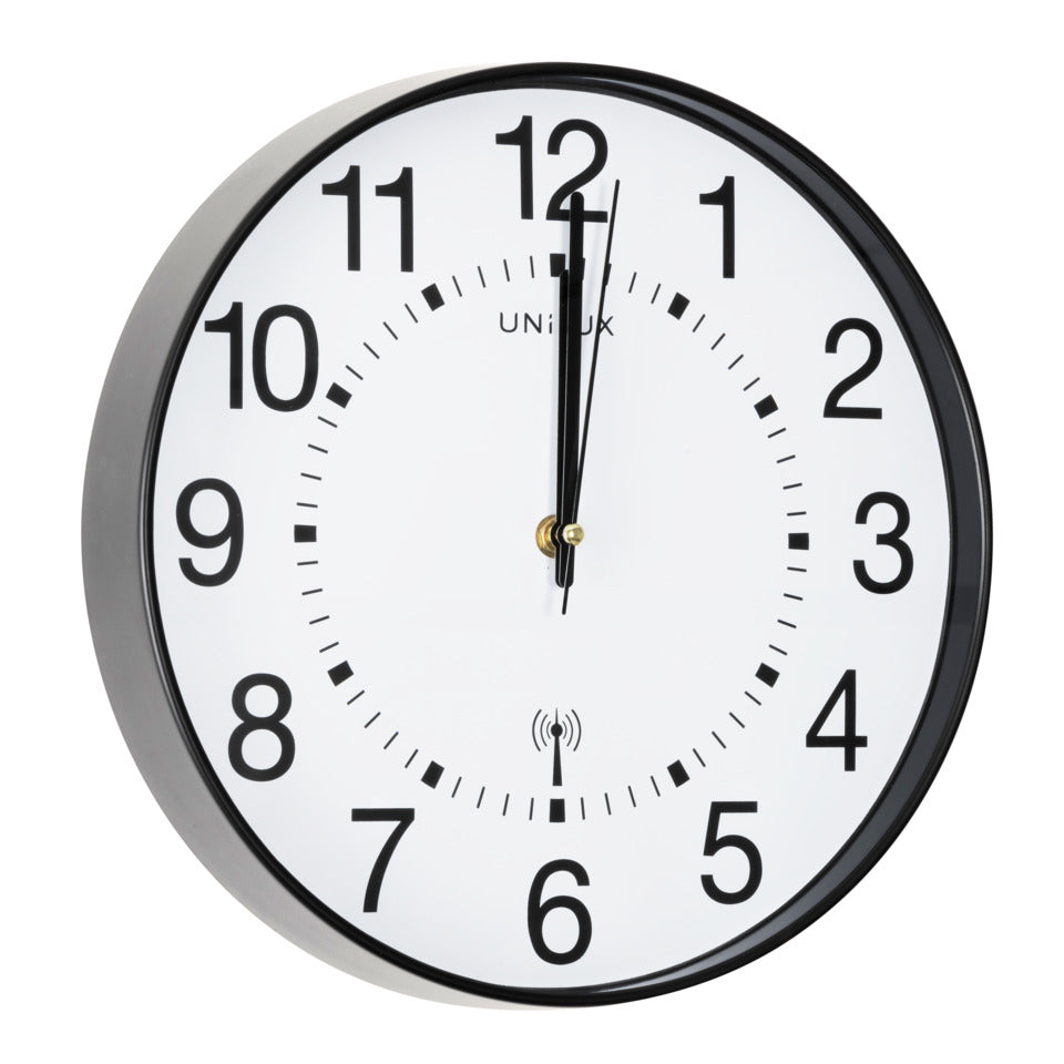 Wanduhr WAVE, Ø30cm, Funksteuerung, schwarz UNILUX 400094561