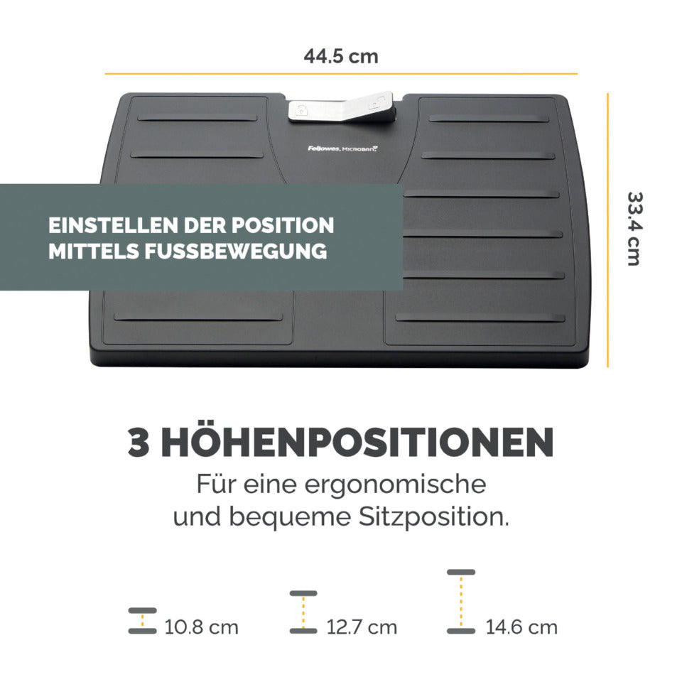 Fußstütze Office Suites Microban, 455 x 340 x 118 mm, schwarz/silber FELLOWES 8035001