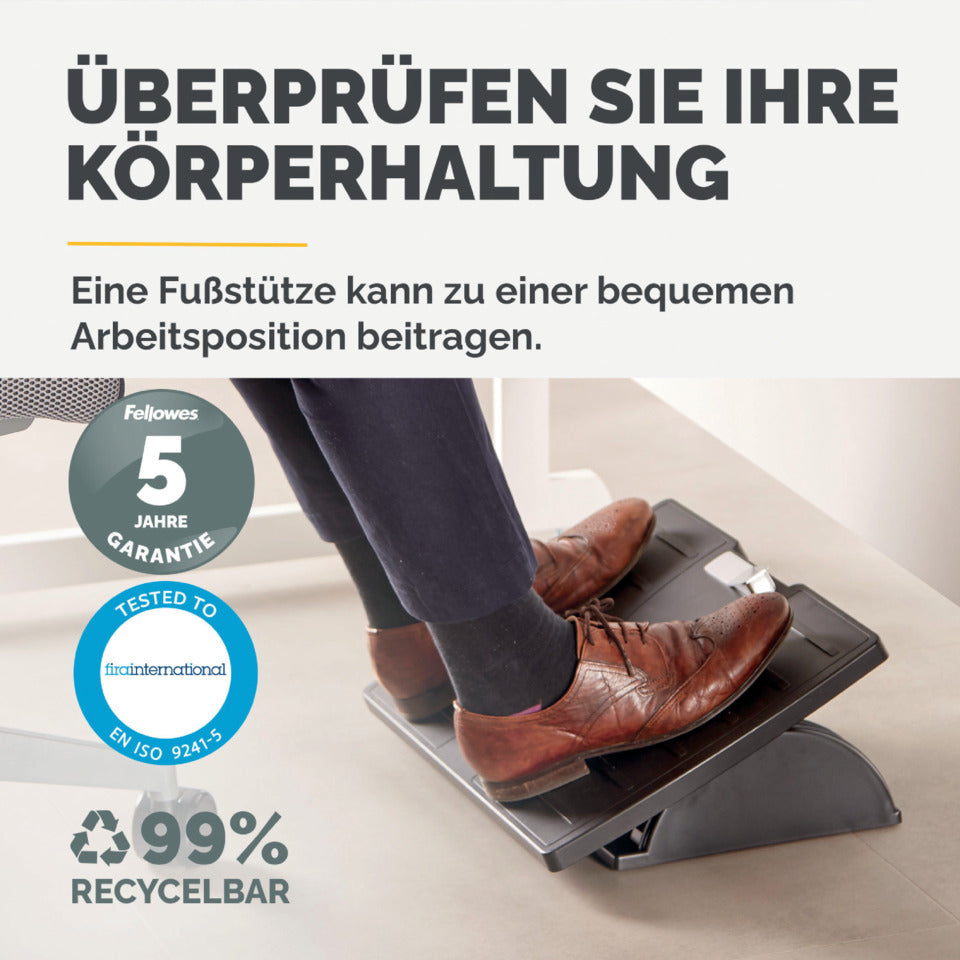 Fußstütze Office Suites Microban, 455 x 340 x 118 mm, schwarz/silber FELLOWES 8035001