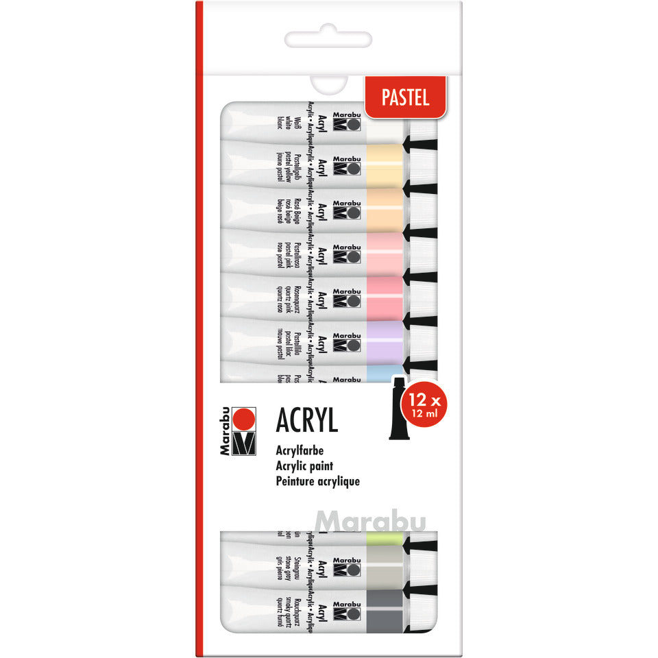 AcrAcrylfarbe Color Pastell Set 12 teilig sortiert MARABU 1210 000 00210 MARABU 1210 000 00210 12x12ml