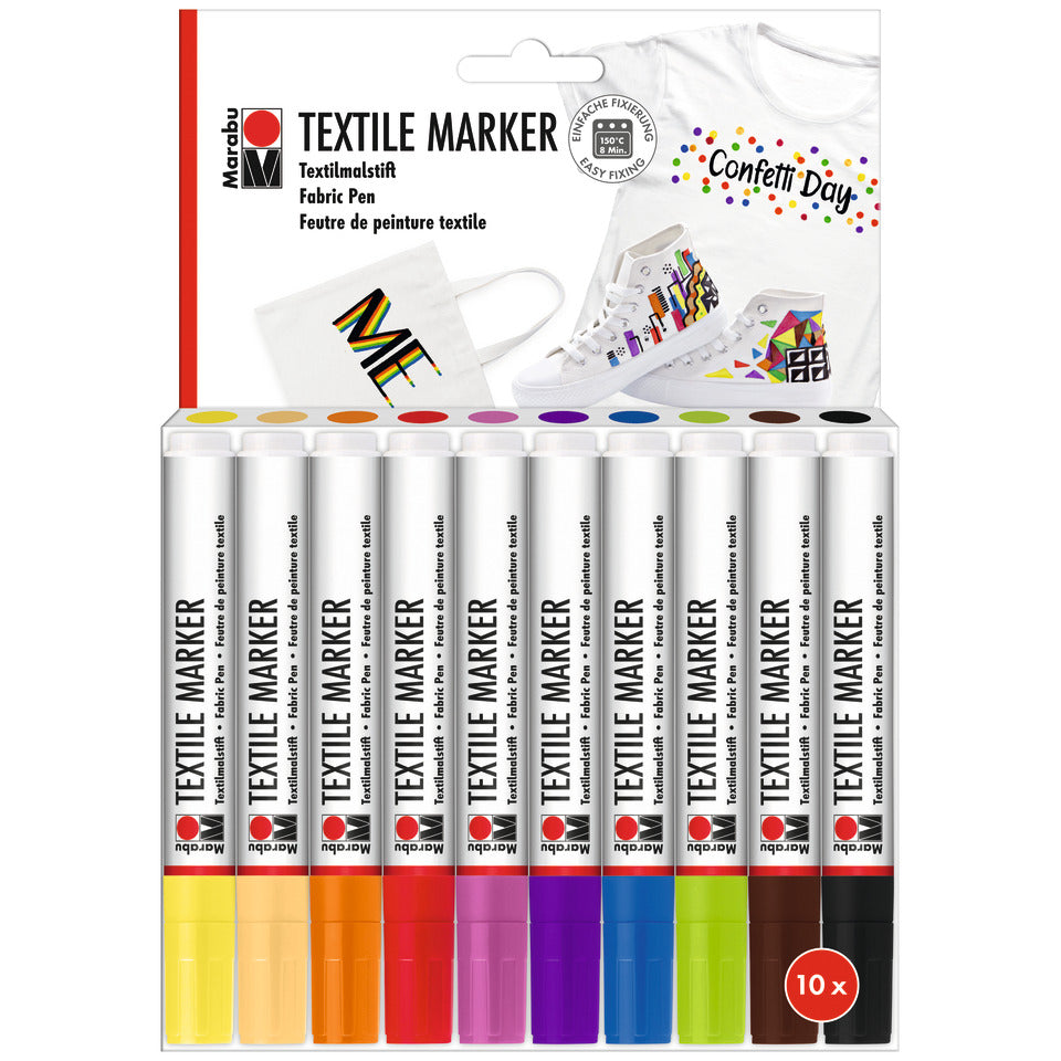 Stoffmalstift 10 Stück 3mm  für helle Textilien MARABU 0115000000200