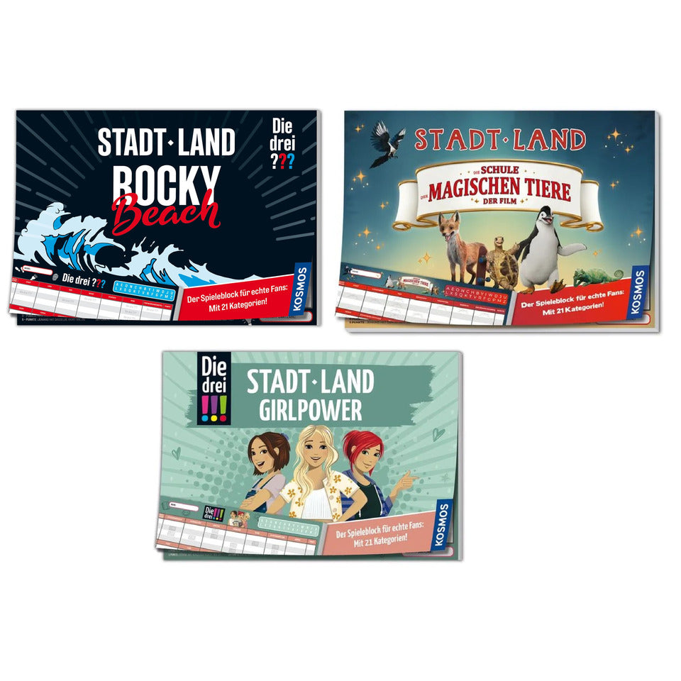 Spielblock Stadt-Land, 3 Titel, sortiert KOSMOS 960704 KOSMOS 960704 3Titel