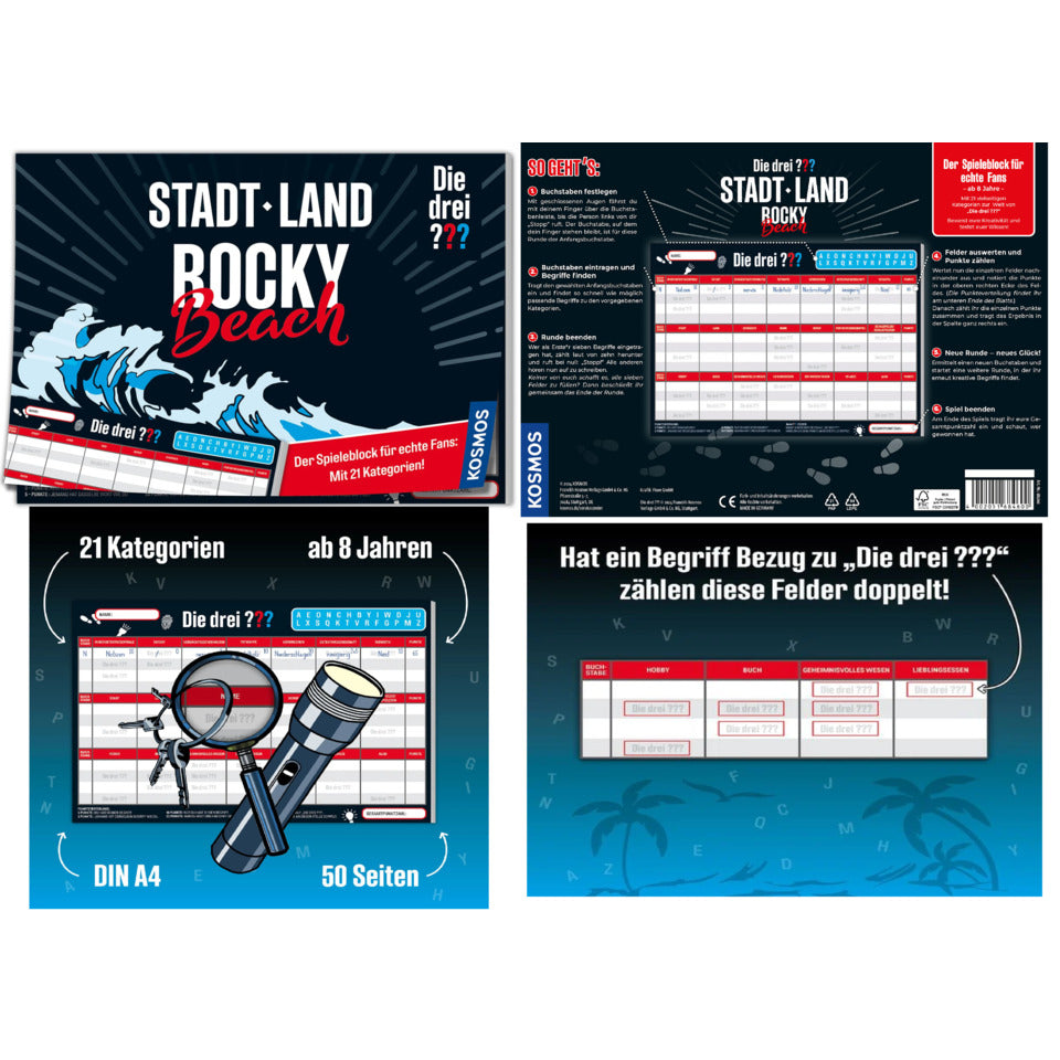 Spielblock Stadt-Land, 3 Titel, sortiert KOSMOS 960704 KOSMOS 960704 3Titel
