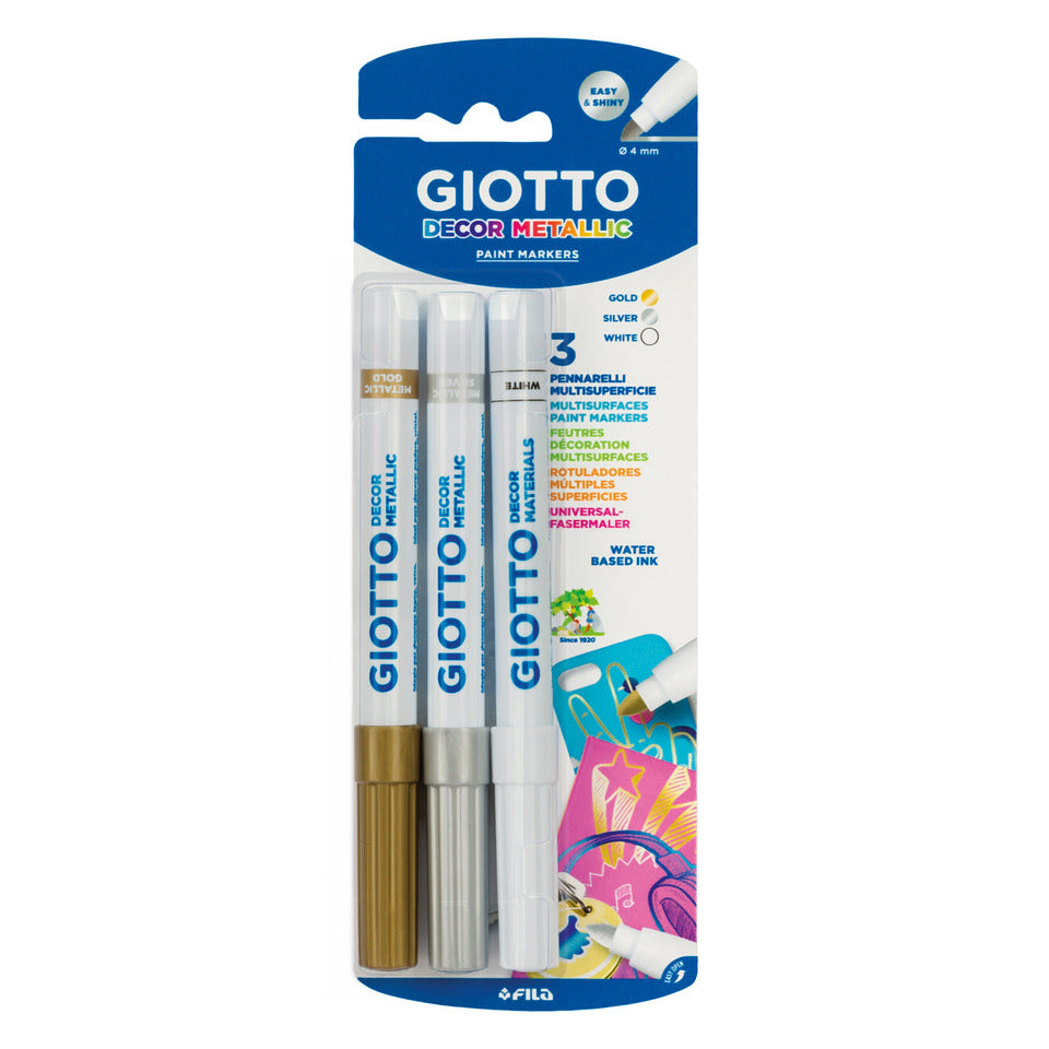 Faserschreiber fein 3 Stück gold/silber/weiß Deco metallic GIOTTO F014700 GIOTTO F014700 Deco Metal
