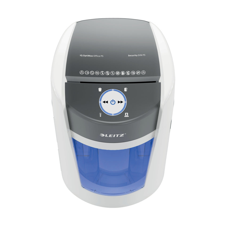 Aktenvernichter IQ OptiMax Office P5, weiß LEITZ 8360-00-00 LEITZ 8360-00-00 Mikro-Partikel