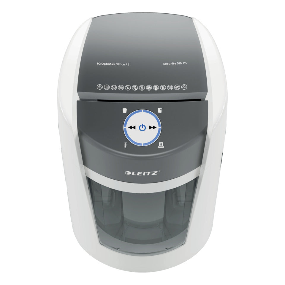 Aktenvernichter IQ OptiMax Office P5, weiß LEITZ 8360-00-00 LEITZ 8360-00-00 Mikro-Partikel