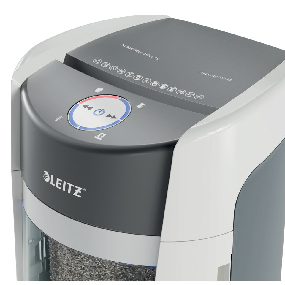 Aktenvernichter IQ OptiMax Office P5, weiß LEITZ 8360-00-00 LEITZ 8360-00-00 Mikro-Partikel