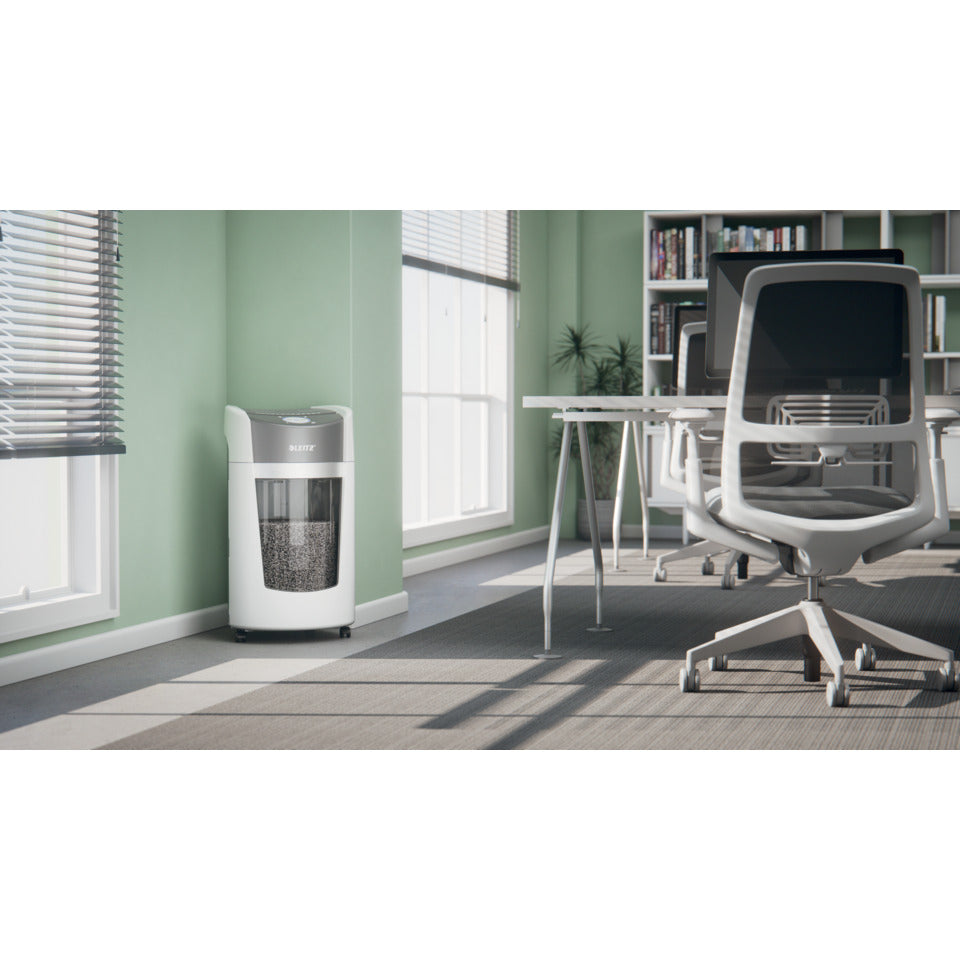 Aktenvernichter IQ OptiMax Office P5, weiß LEITZ 8360-00-00 LEITZ 8360-00-00 Mikro-Partikel