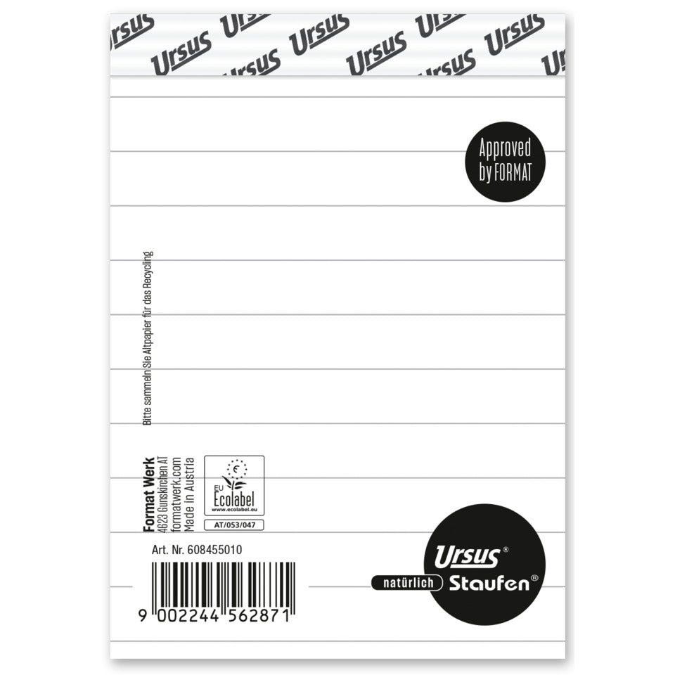 Notizblock, A7, 60g/m², 50 Blatt, liniert STAUFEN STYLE 608455010