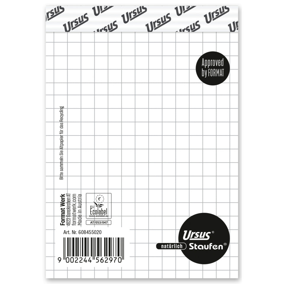 Notizblock, A7, 60g/m², 50 Blatt, kariert STAUFEN STYLE 608455020