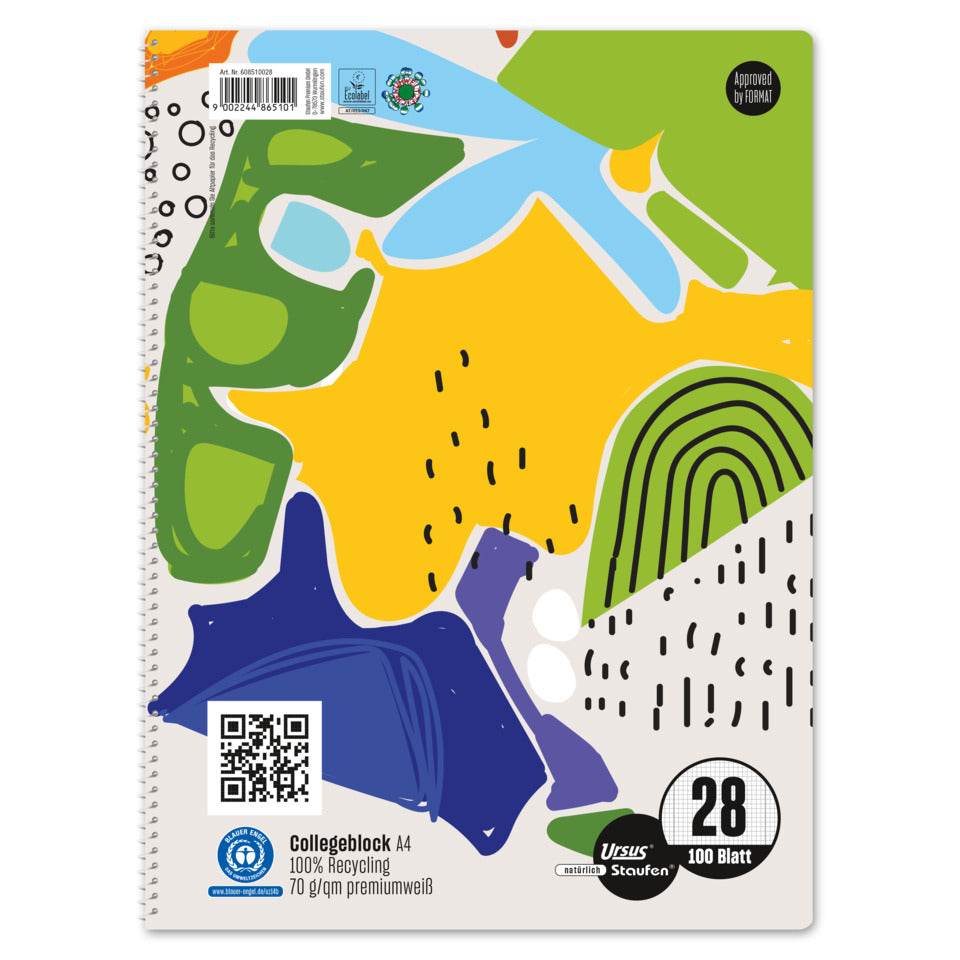 Collegeblock, A4, 70g/m², 100 Blatt, Lin.28, kariert STAUFEN STYLE 608510028