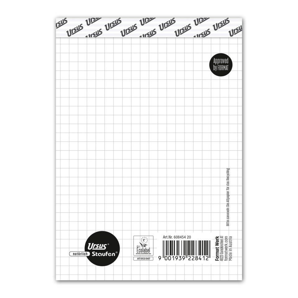 Notizblock, A6, 60g/m², 50 Blatt, kariert STAUFEN STYLE 608454 20 STAUFEN STYLE 60845420