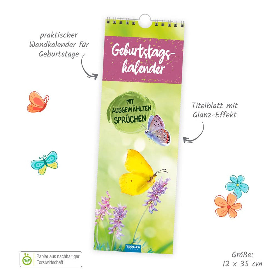 Geburtstagskalender undatiert bunt, 35 x 12 cm TRÖTSCH 52815N TRÖTSCH 52815N 35x12cm