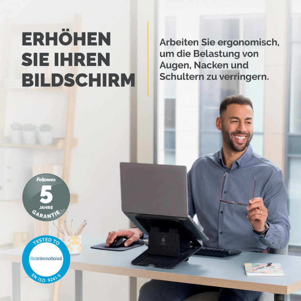 Notebookständer Breyta™, Kunststoff, schwarz FELLOWES 100016558