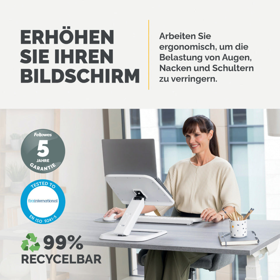 Notebookständer Hana™ LT, 342 x 396 mm, weiß FELLOWES 100016995 FELLOWES 100016995 342 x 396 mm
