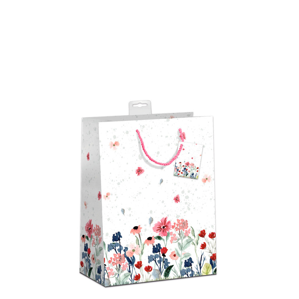 Geschenktragetasche zarte Blümchen, 23 x 18 x 10 cm, Kraftkarton SKORPION 7549-0034-M SKORPION 7549-0034-M 23x18x10cm