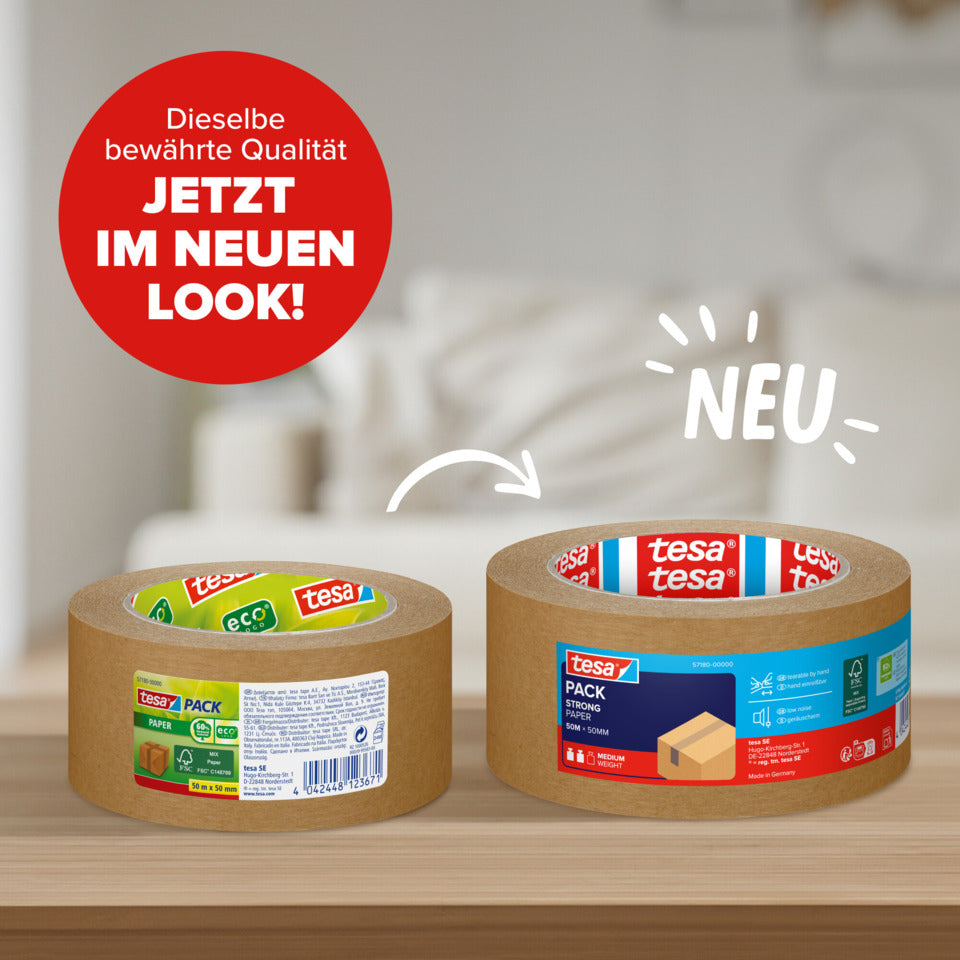 Packband ecoLogo®, Papier, 50 m x 50 mm, braun TESA 57180-00000-06 TESA 57180-00000-06 reißfest eco