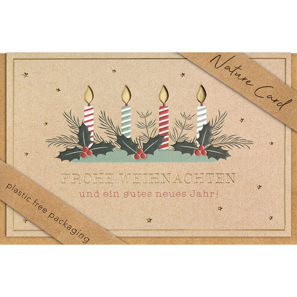 Doppeltext-Weihnachtskarte Nature Cards unverpackte Glückwunschkarte 15x15 cm mit Briefumschlag - Merry Christmas Weihnachtsmänner BSB 22-6942 BSB 22-6942   Bild