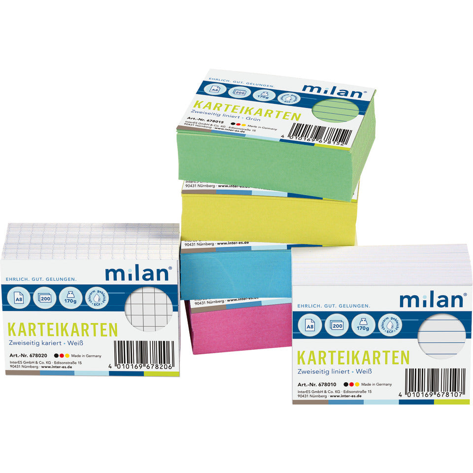 Karteikarte, A8, 200 Stück, liniert, rosa MILAN 678012 MILAN 678012 200St