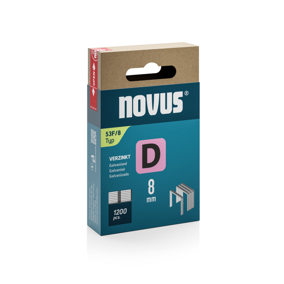 Heftklammer 53F/8, verzinkt, 1200 Stück, silber NOVUS 042-0789 NOVUS 042-0789 verzinkt