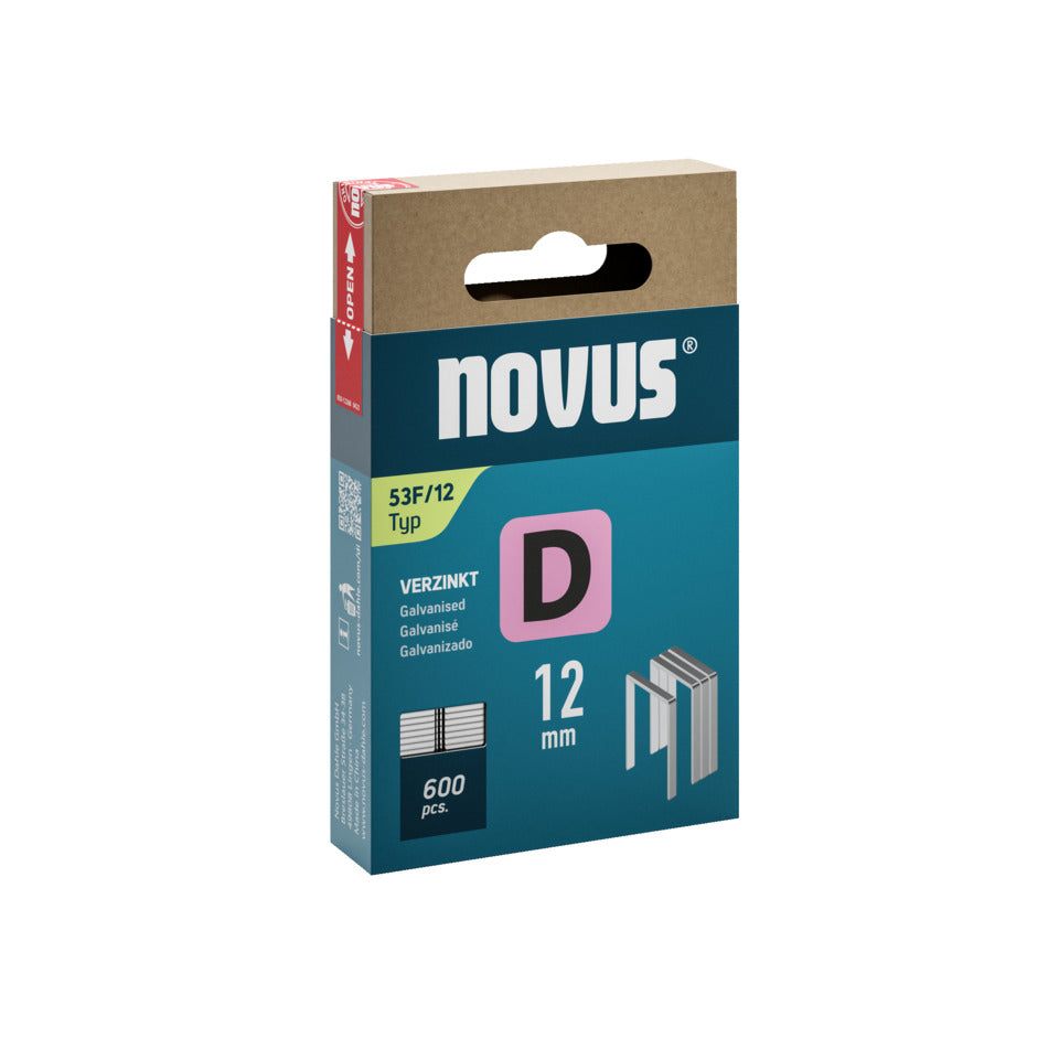 Heftklammer 53F/12, verzinkt, 600 Stück, silber NOVUS 042-0791 NOVUS 042-0791 verzinkt