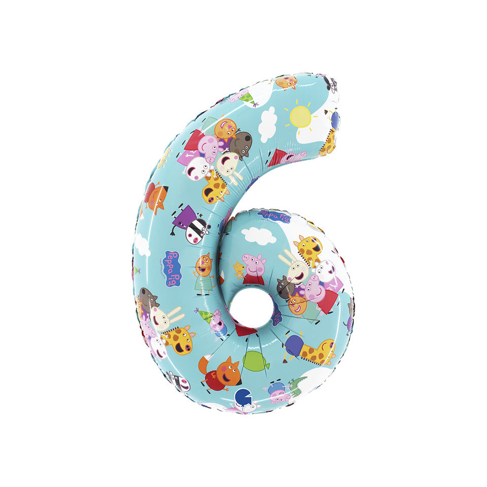 Folienballon Peppa Pig Zahl 6, 66cm GRABO FL256-P GRABO FL256-P 66cm