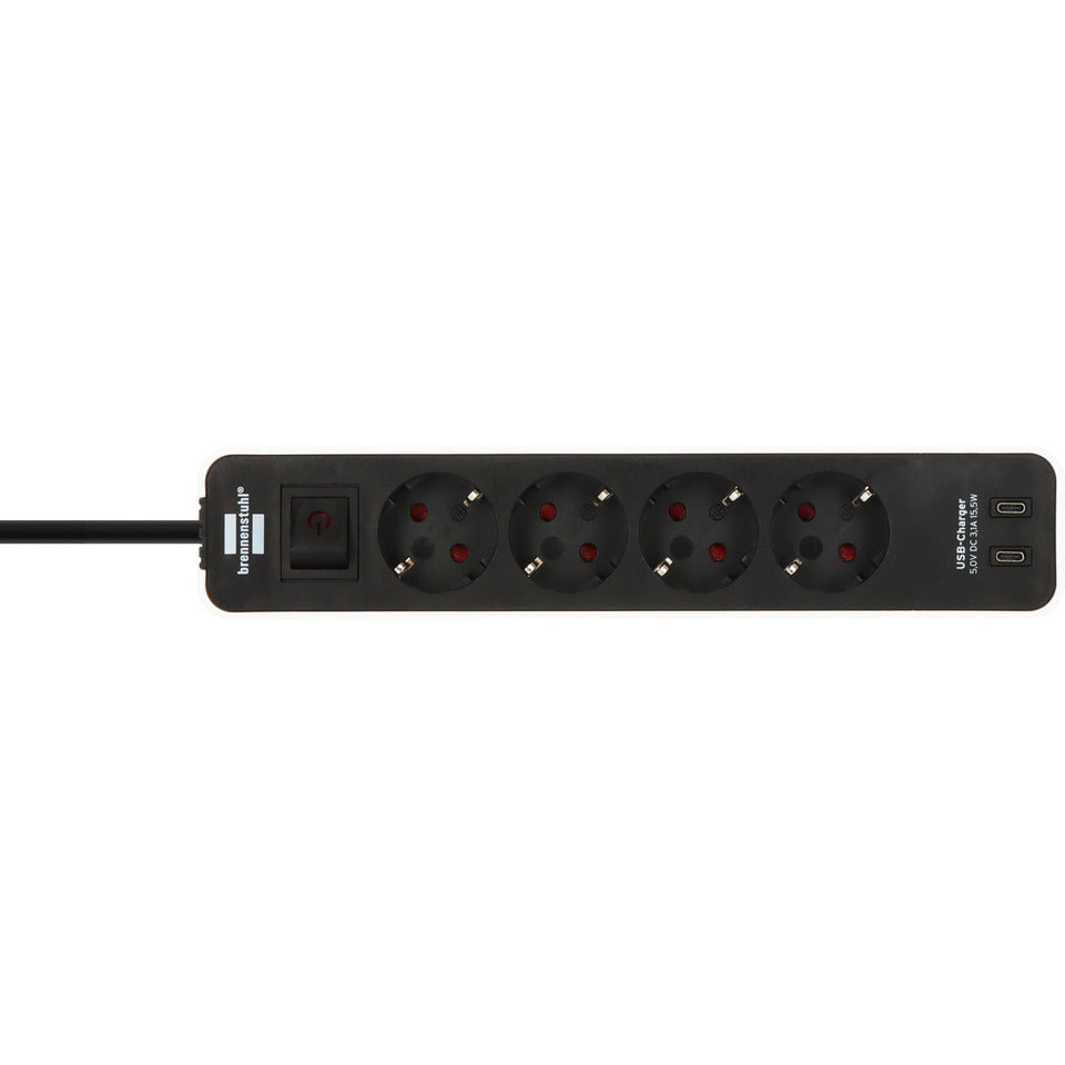 Steckdosenleiste Ecolor+Schalter, 4-fach USB-C, weiß/schwarz BRENNENSTUHL 1153240126 BRENNENSTUHL 1153240126 Ecolor 1,5m