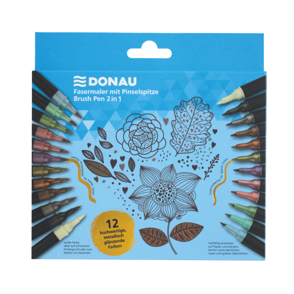 Dual Brush Pen 12 Stück sortiert DONAU 5120200-99