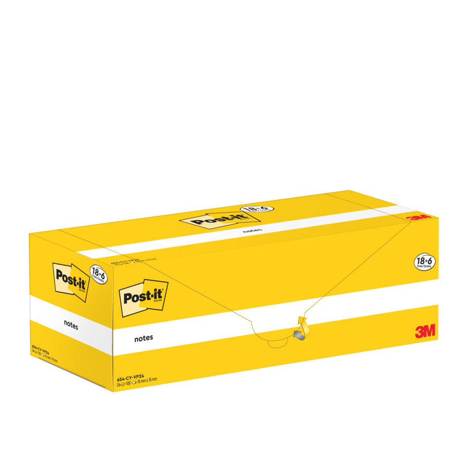 Haftnotizblock Notes Promotion, 76x76 mm, gelb, 24x100 Blatt POST-IT 654-CY-VP24 POST-IT 654-CY-VP24 76x76mm