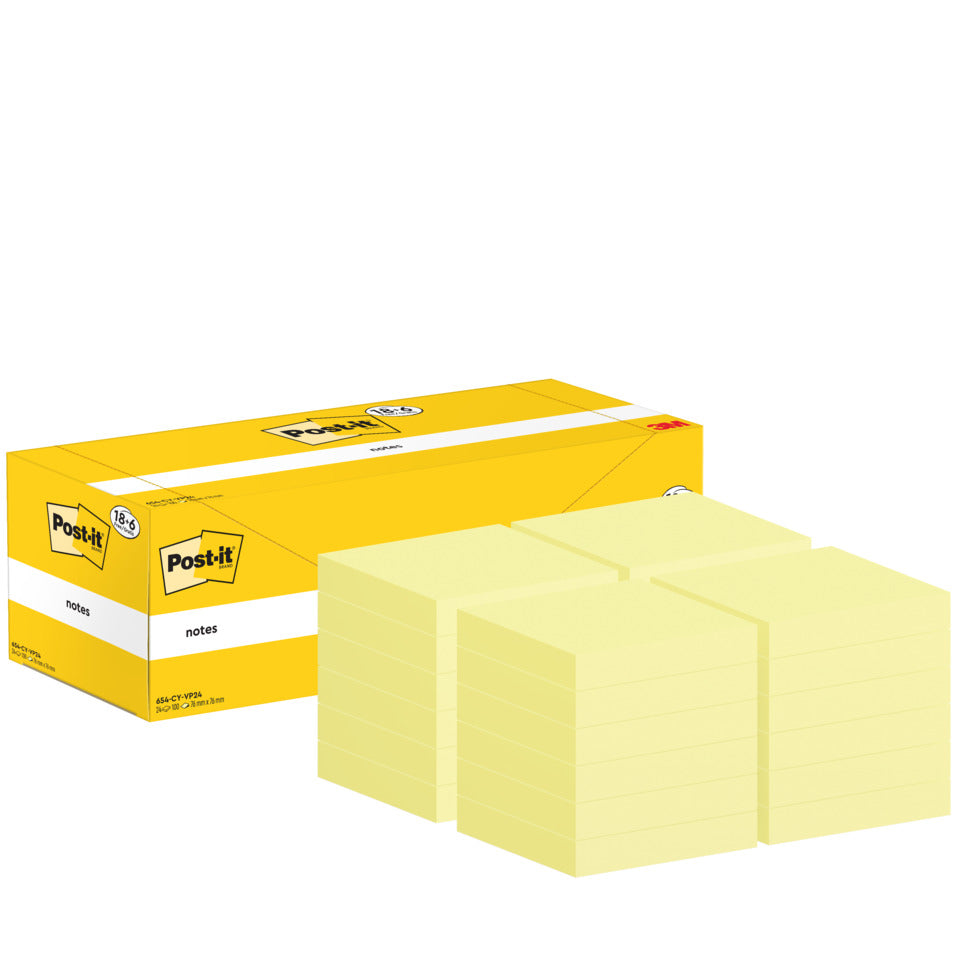 Haftnotizblock Notes Promotion, 76x76 mm, gelb, 24x100 Blatt POST-IT 654-CY-VP24 POST-IT 654-CY-VP24 76x76mm