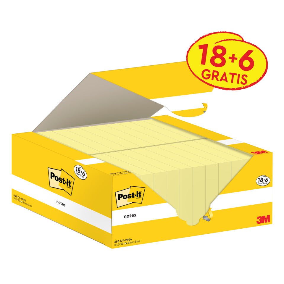 Haftnotizblock Notes Promotion, 38x51 mm, gelb, 24x100 Blatt POST-IT 653-CY-VP24 POST-IT 653-CY-VP24 38x51mm