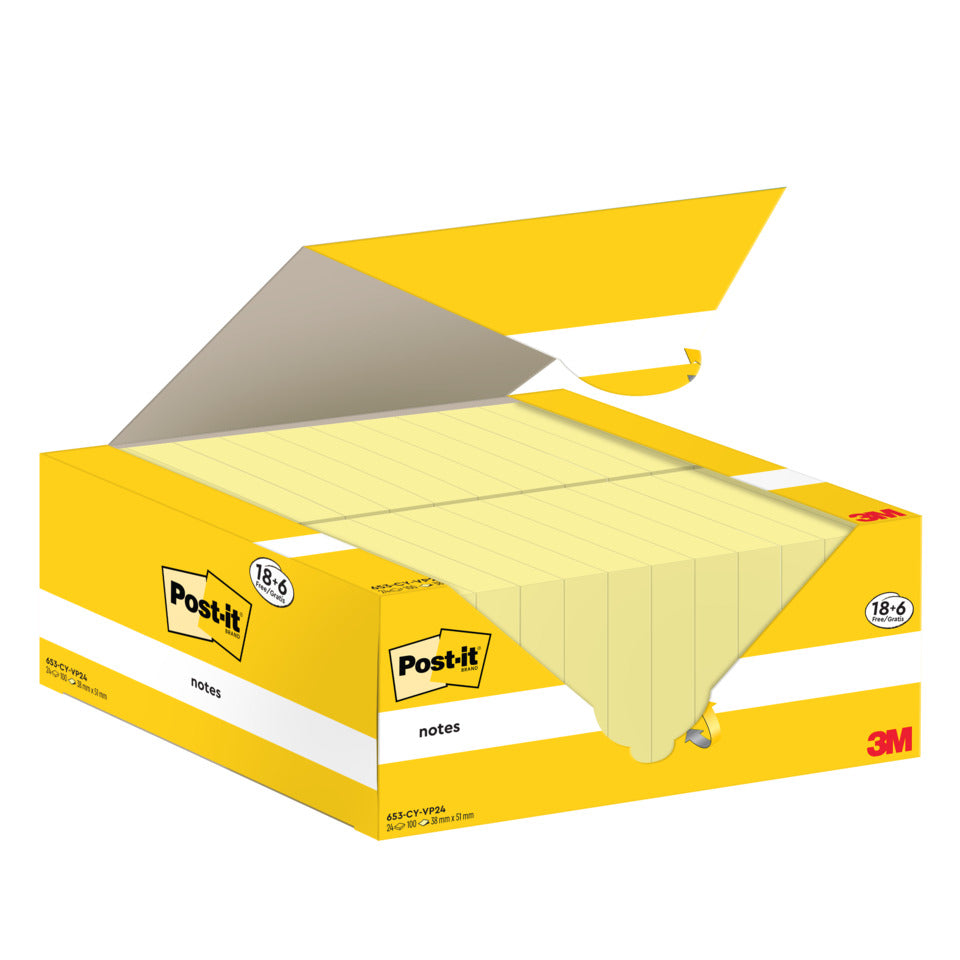 Haftnotizblock Notes Promotion, 38x51 mm, gelb, 24x100 Blatt POST-IT 653-CY-VP24 POST-IT 653-CY-VP24 38x51mm