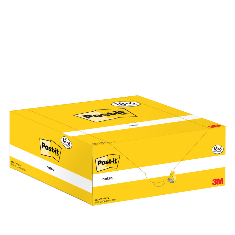 Haftnotizblock Notes Promotion, 38x51 mm, gelb, 24x100 Blatt POST-IT 653-CY-VP24 POST-IT 653-CY-VP24 38x51mm